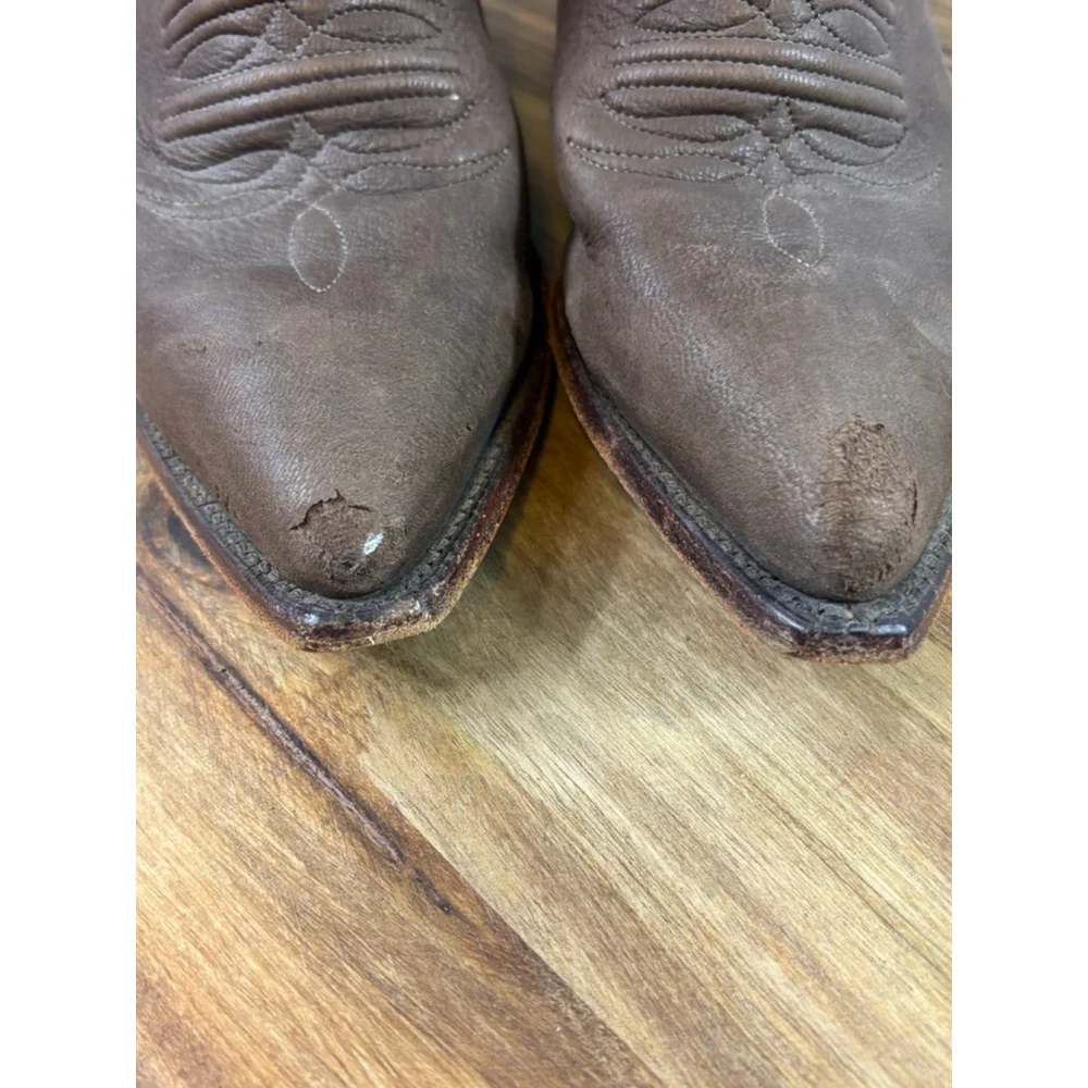Women's Justin Brown Leather Heeled Cowboy Boots Size 7 - Picture 2 of 13